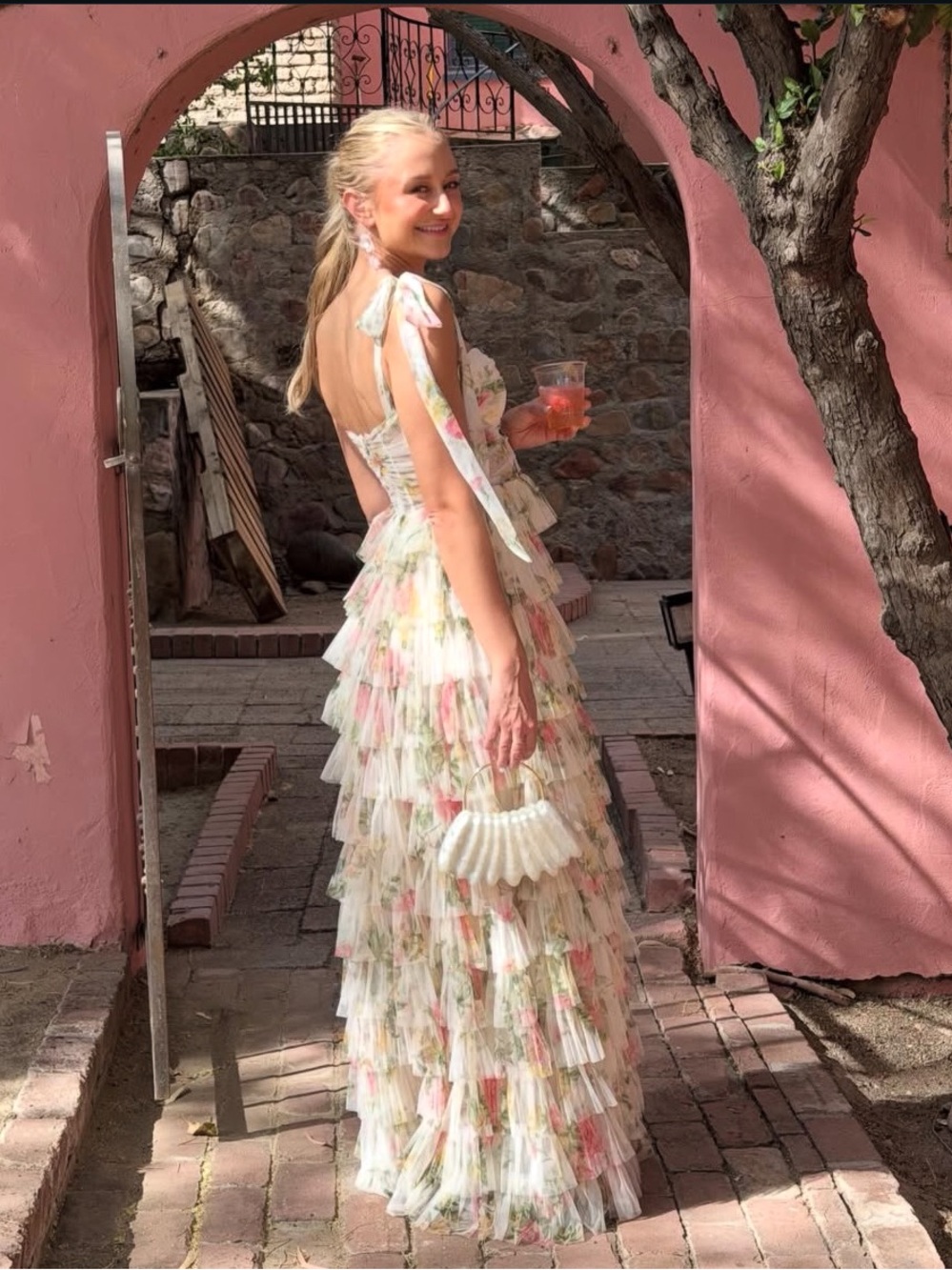 Floral Sweetheart Corseted Ruffled Dress - Picture 6 of 6